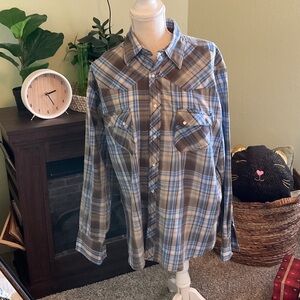 Vintage Wrangler Wrancher Western Snap Shirt, Men’s Size Large, Good Condition